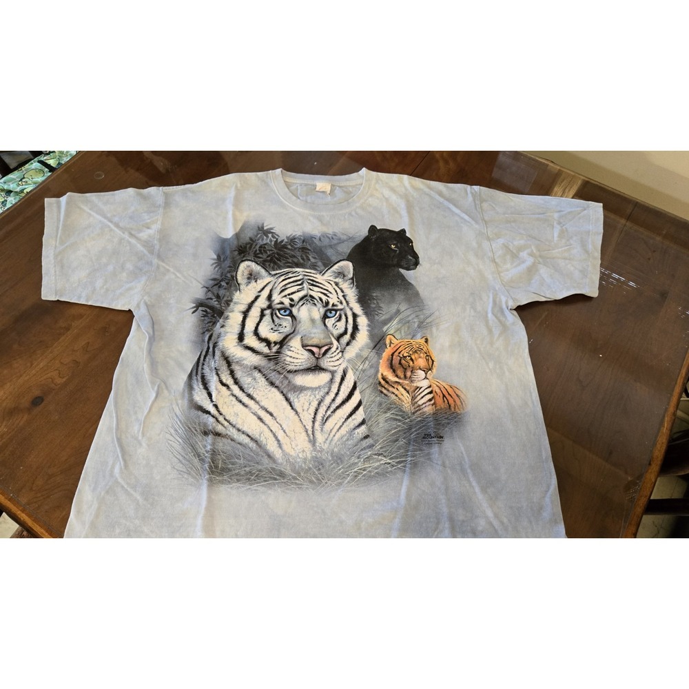 The Mountain Tiger Panther Graphic T Shirt 2XL White Tiger Big Cat Wildlife 2003